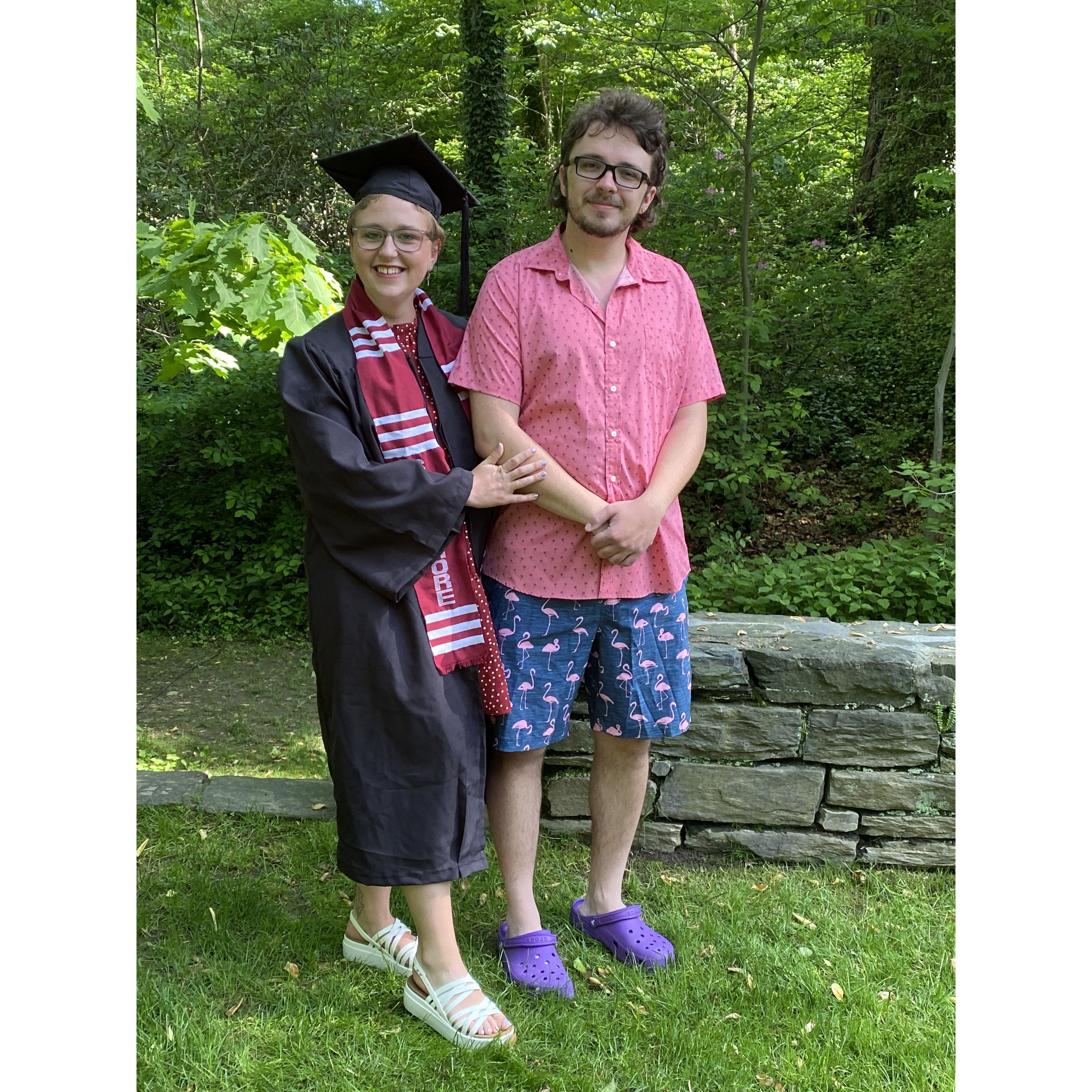 Sam really dressed up for Richelle's graduation