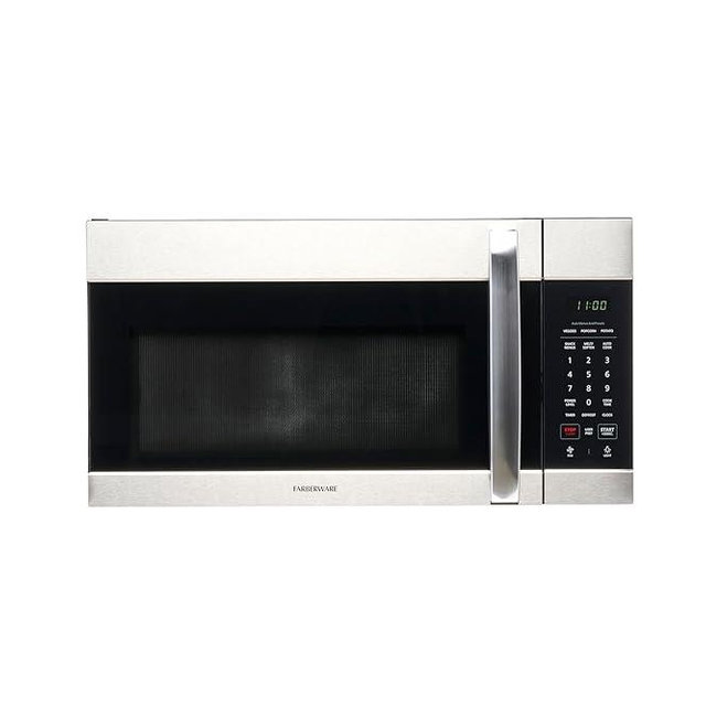 Farberware Over-the-Range Microwave Oven, 1.7 Cu. Ft. - 1000W - Auto Reheat, Multi-Stage Cooking, Melt/Soften Feature, Child Safety Lock, LED Display - Space Efficient & Powerful - Stainless Steel