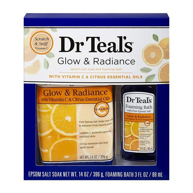 Dr Teal's Glow & Radiance with Vitamin C & Citrus Epsom Salt Soaking Solution and Foaming Bath Gift Set
