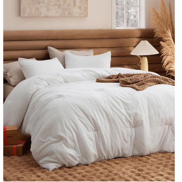 Bedsure Queen Size Comforter Set, White Soft Prewashed Bedding for All Seasons, 3 Pieces GentleSoft™ Warm Down Alternative Bed Set, 1 Lightweight Comforter (90"x90") and 2 Pillowcases (20"x26")