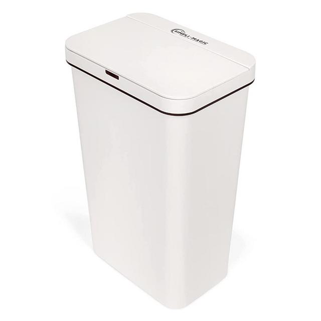Simpli-Magic 79503 13 Gallon Touchless Sensor Trash Can, Rectangle Garbage Bin, Perfect for Home, Kitchen, Office, White