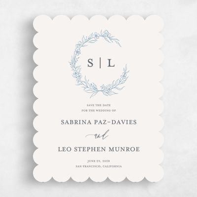 Beige Scalloped Wedding Save the Date - Goundry Wreath