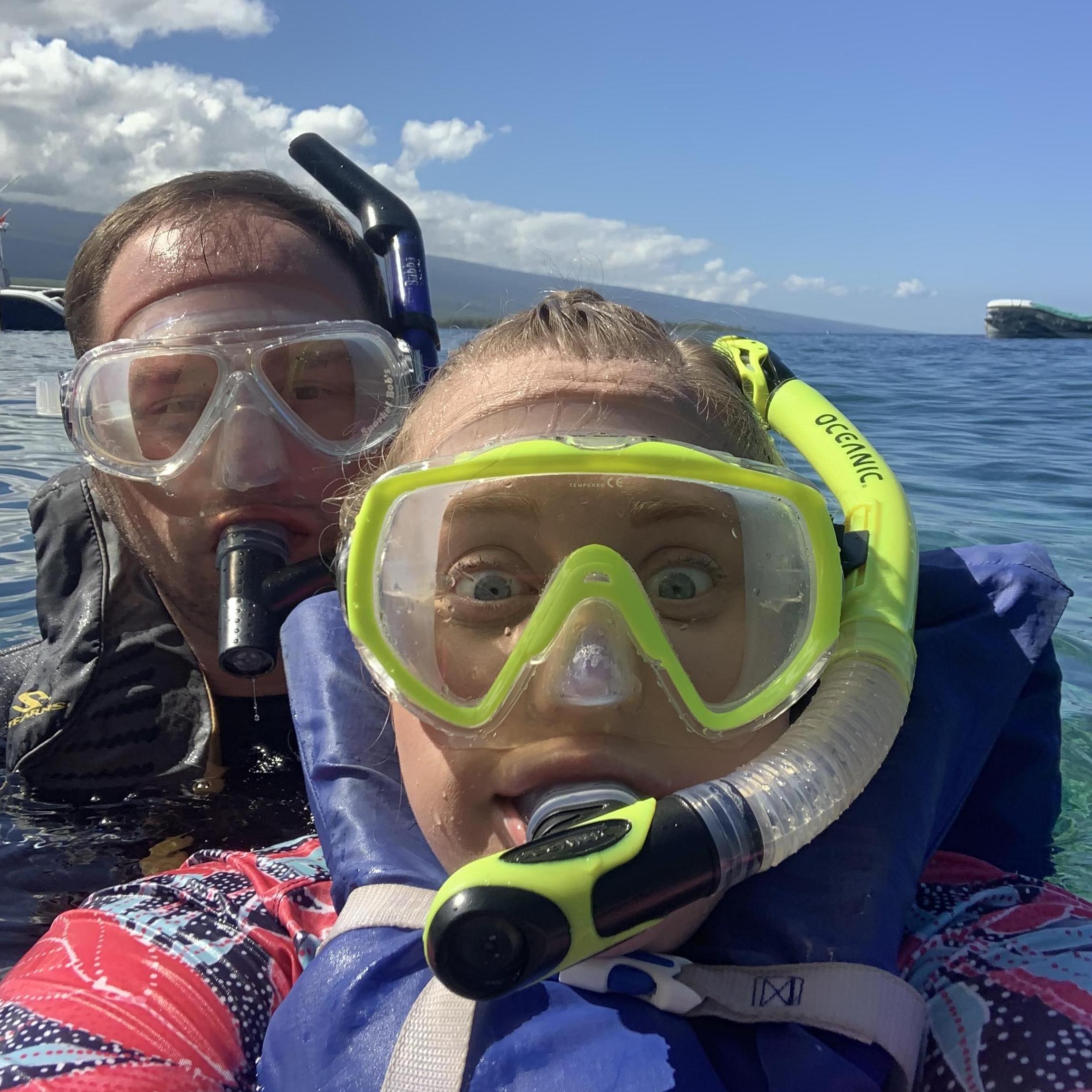 Teaching Ryan how to snorkel