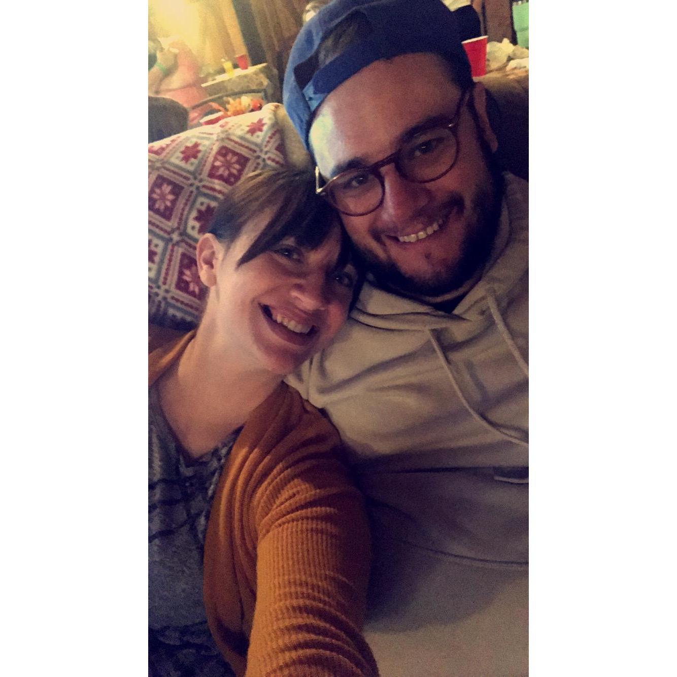 Our first Thanksgiving together (nearly passed out on the couch)