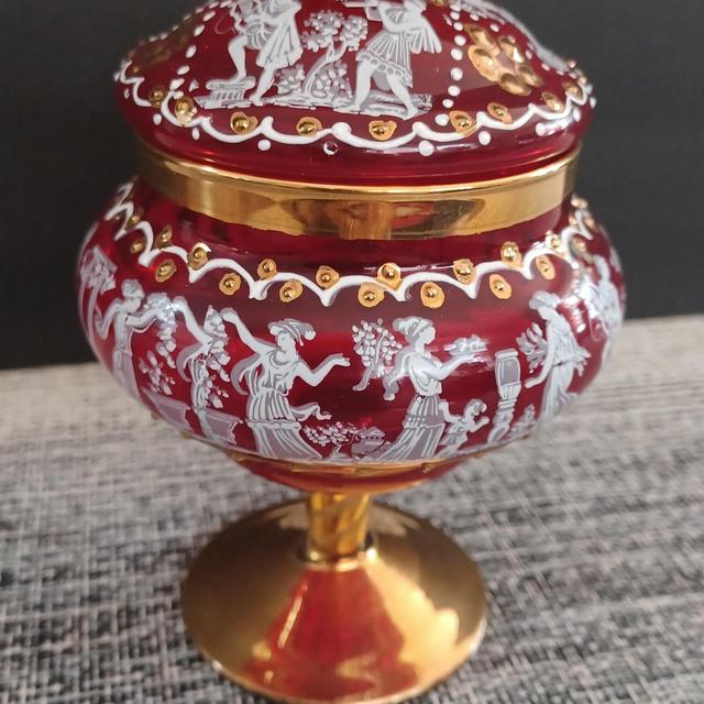 Vintage Murano Cranberry Glass Candy Dish