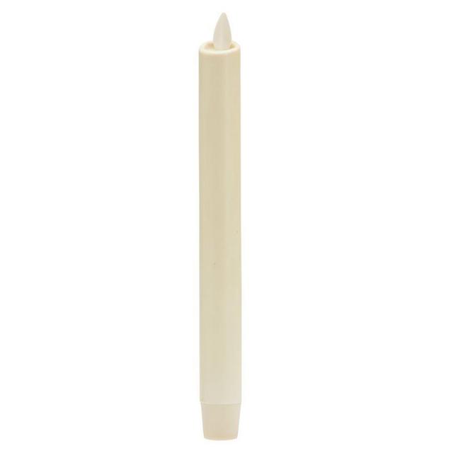 Premium Flickering Flameless Wax Taper Candle, White, Set of 2, 8''