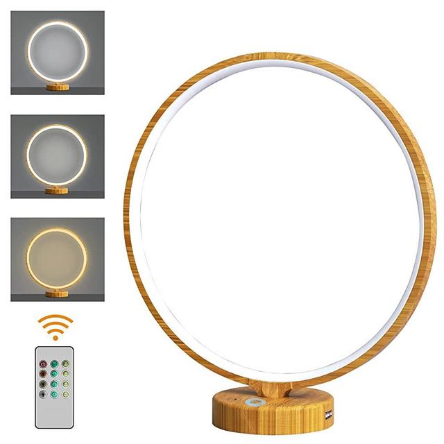 Doraubia Light Therapy Lamp,10000 Lux UV Free Sun Lamp with Touch & Remote Control, Desk Lamp with Stepless Brightness, Timer and 3 Color Temperatures (Wood)