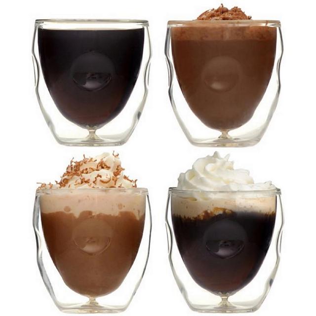 Moderna Artisan Series Double Wall 2 oz Espresso and Shot Glasses - Set of 4