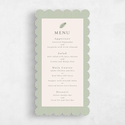 Green Scalloped Wedding Menu - Maldives