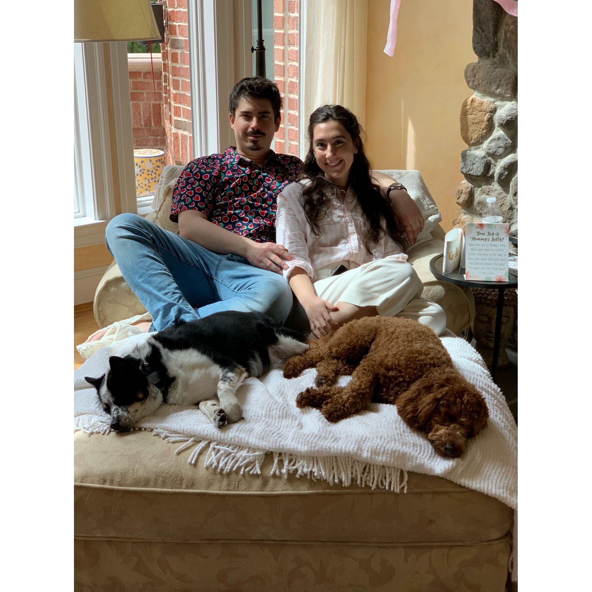 At Lauren's fruit-themed baby shower in May 2021 (before Matt's sister had Lena)