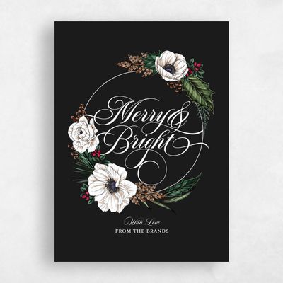 Dark Charcoal, Black Holiday Card - Randy Type