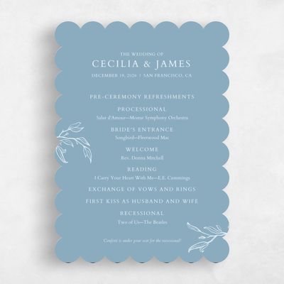 Blue Scalloped Wedding Program - Everhart