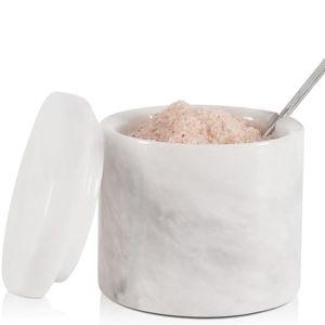 Marble Salt Cellar With Lid and Spoon