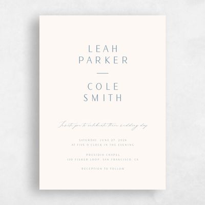 Dusty Blue Wedding Invitation - Elincourt Portrait