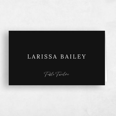Black Wedding Place Card - Keanu