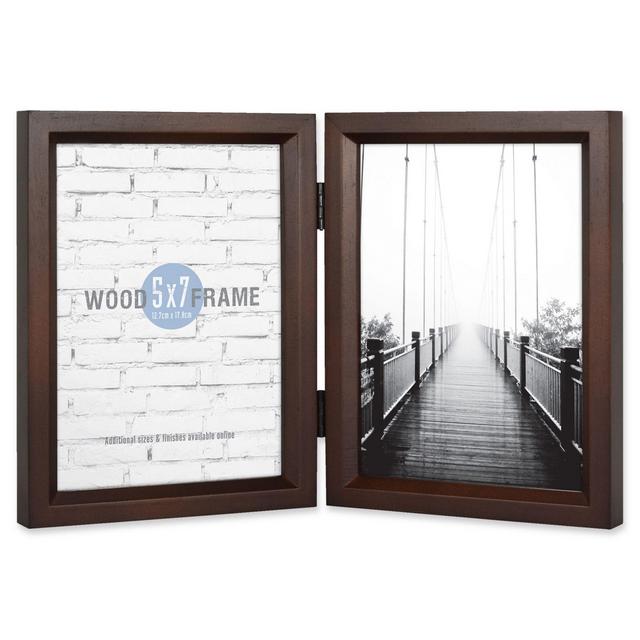 Gallery 5-Inch x 7-Inch 2-Opening Hinged Double Frame in Espresso