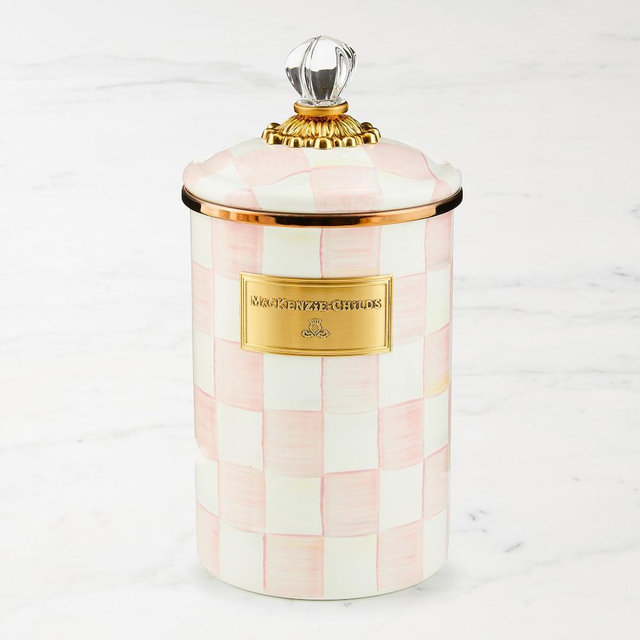 MacKenzie-Childs Rosy Check Enamel Canister, Large