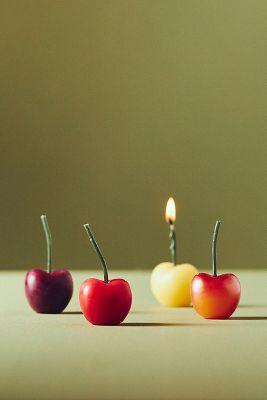 Cherry Shaped Wax Candles, Set of 4