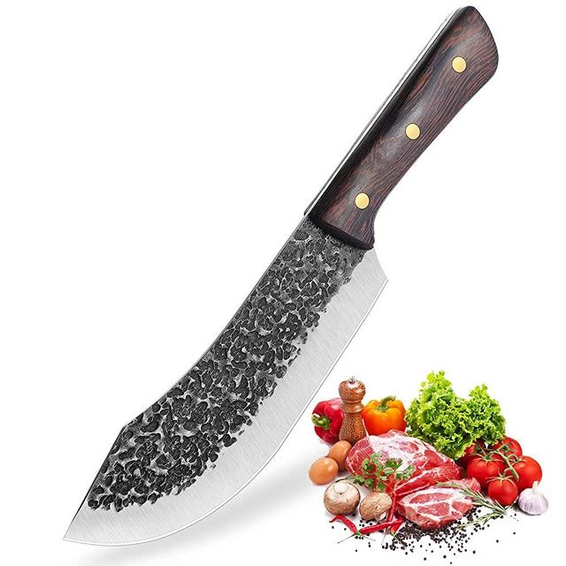 Handmade Forged Butcher Knife Full Tang Kitchen Chopper Outdoor Chef Knives High Carbon Steel Meat Cleaver for Home and Restaurant