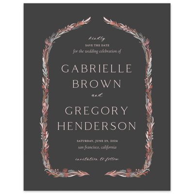 Dark Charcoal, Black Wedding Digital Save the Date - Kenela Portrait