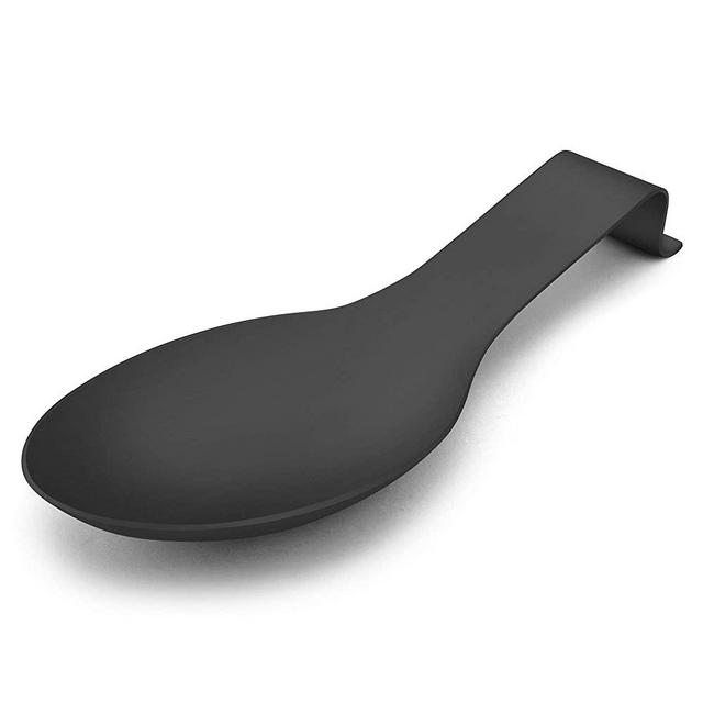 LIANYU Black Spoon Rest for Kitchen Counter Stove Top, Stainless Steel Spatula Ladle Spoon Utensil Holder, Dishwasher Safe