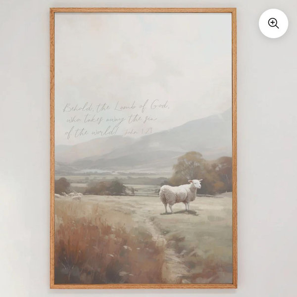 "Behold The Lamb" Framed Canvas | Vertical | 560