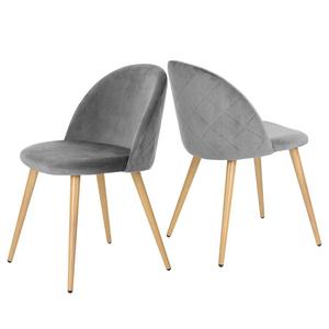 GreenForest Dining Velvet Seat, Set of 2 Grey