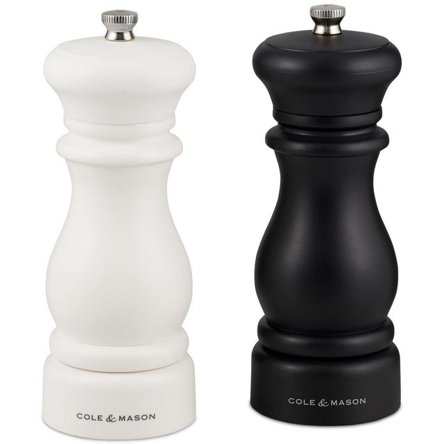 Cole & Mason Southwold Classic Salt & Pepper Mill Gift Set, Black/White