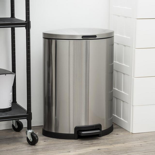 Kitchen Stainless Steel 12 Gallon Step On Trash Can