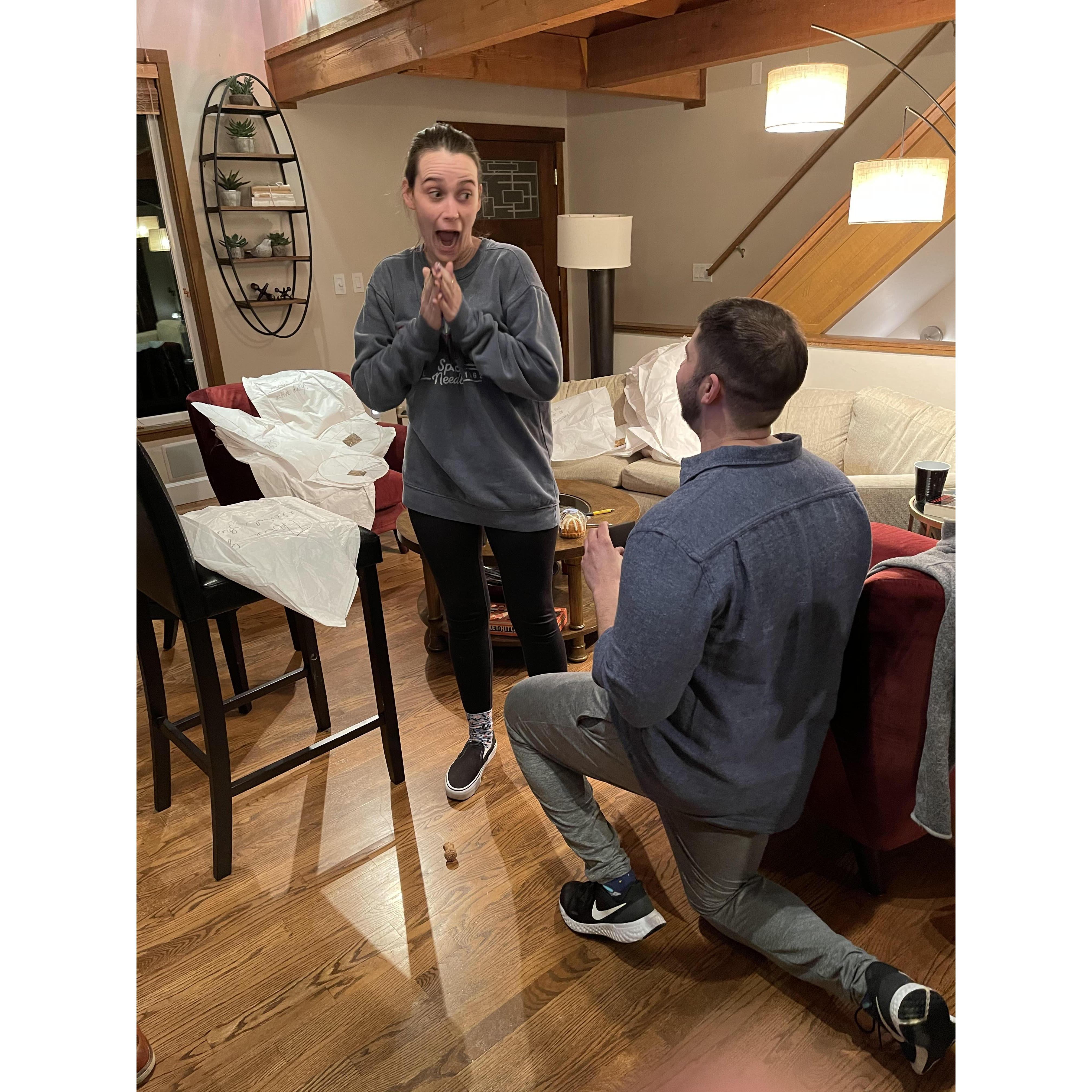Bailey suspected that there might be a proposal on New Years Eve but was obviously still surprised
