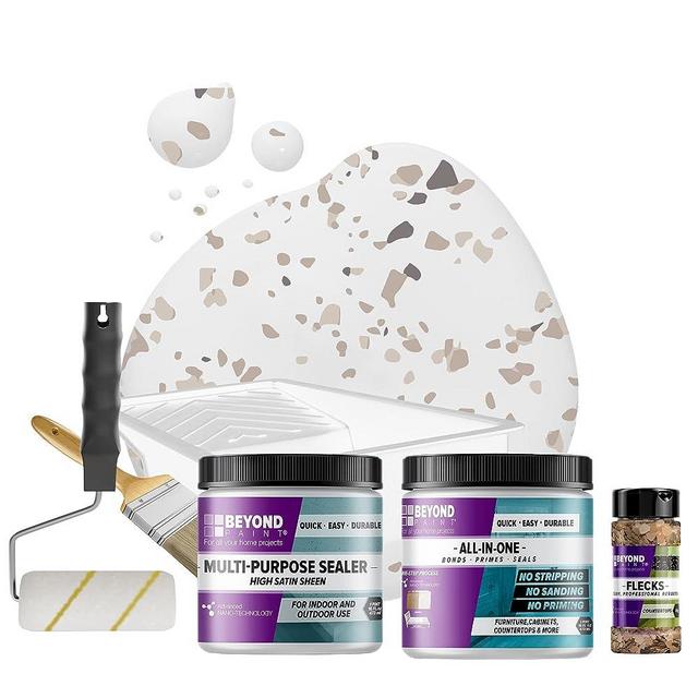 Beyond Paint Countertop Makeover Kit with Paint, Sealer, Flecks and Tools for Countertops, Bright White