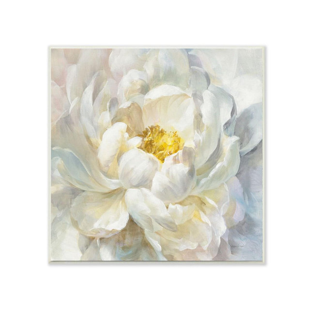 Stupell Industries Delicate Flower Petals Soft White Yellow Painting Art, 12" x 12"
