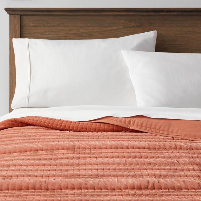 Full/Queen Lofty Velvet Quilt Terracotta/Bronze - Threshold™