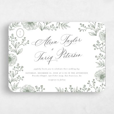 White Rounded Wedding Invitation - Gavina Landscape