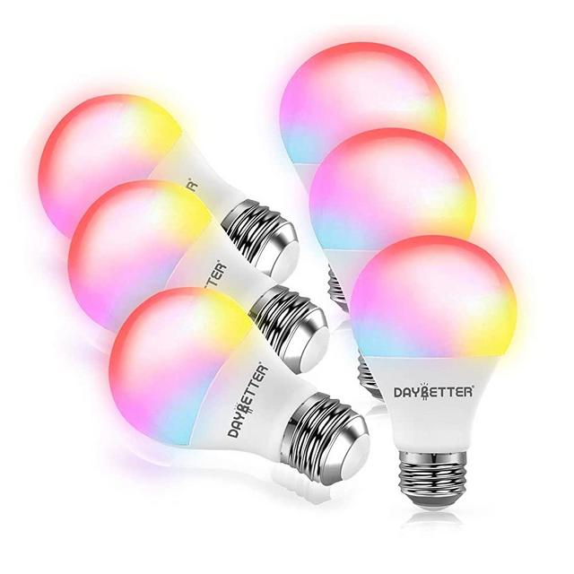 Daybetter Smart Light Bulb, RGBW Wi-Fi Color Changing Led Bulbs Compatible with Alexa and Google Home Assistant, A19 E26 9W 800LM Multicolor Led Light Bulb, No Hub Required, 2.4GHz Only, 6 Pack