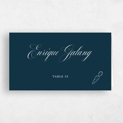Deepest Teal, Blue Wedding Place Card - Azurite Vegetarian