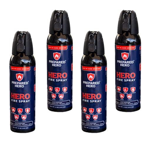 Hero Fire Spray by Prepared Hero - 4 Pack. Made in USA. 100% Organic & Non-Toxic. Pet & Kid Safe.