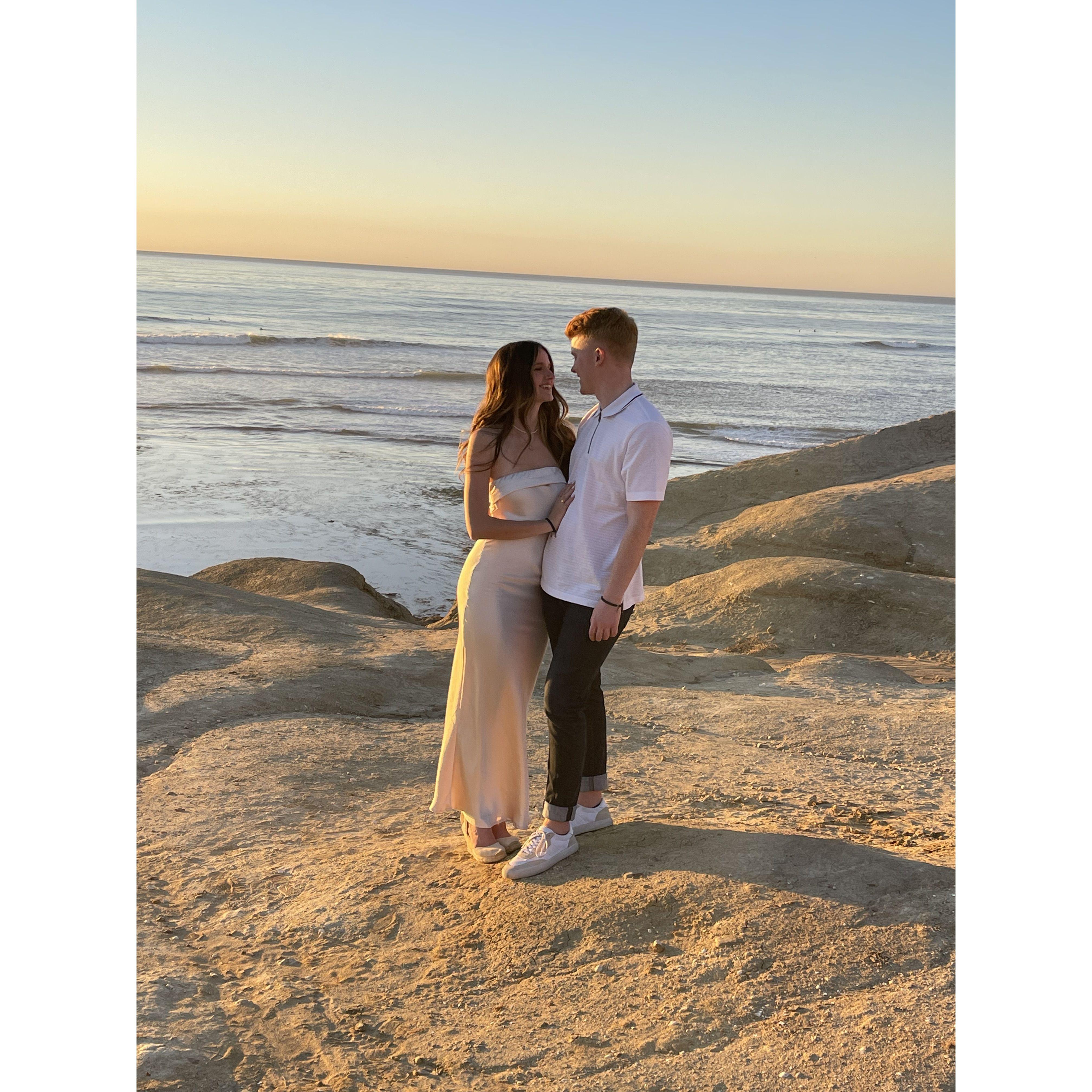 engagement shoot at sunset cliffs, during sunset