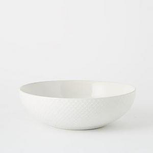 Textured Low Serve Bowl, White Grid