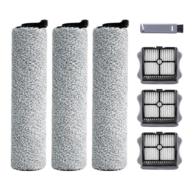 keluke Roller Brush and Filter Replacement Compatible with Tineco iFloor 3/ Floor One S3 Cordless Vacuum Cleaner, Replacement Parts Include 3 Brush Rollers, 3 Filters
