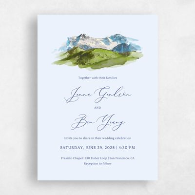 Light Sky, Blue Wedding Invitation - Mirador Portrait