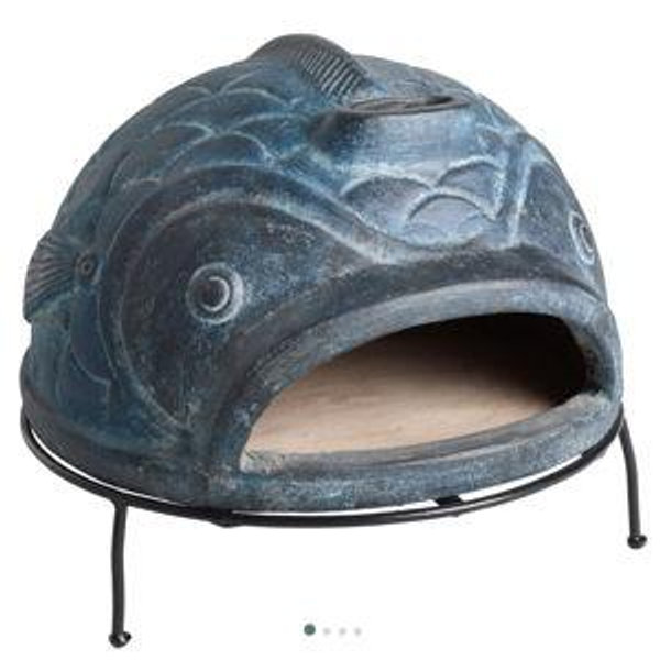 Blue Terracotta Fish Pizza Oven - World Market