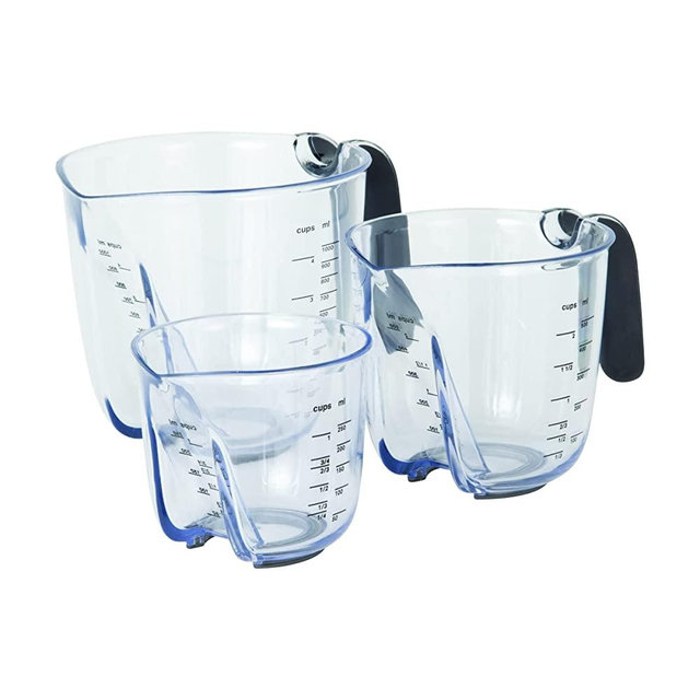 KitchenAid Universal Easy View Angled Measuring Cup, Set Of 3, Clear with Black Handles