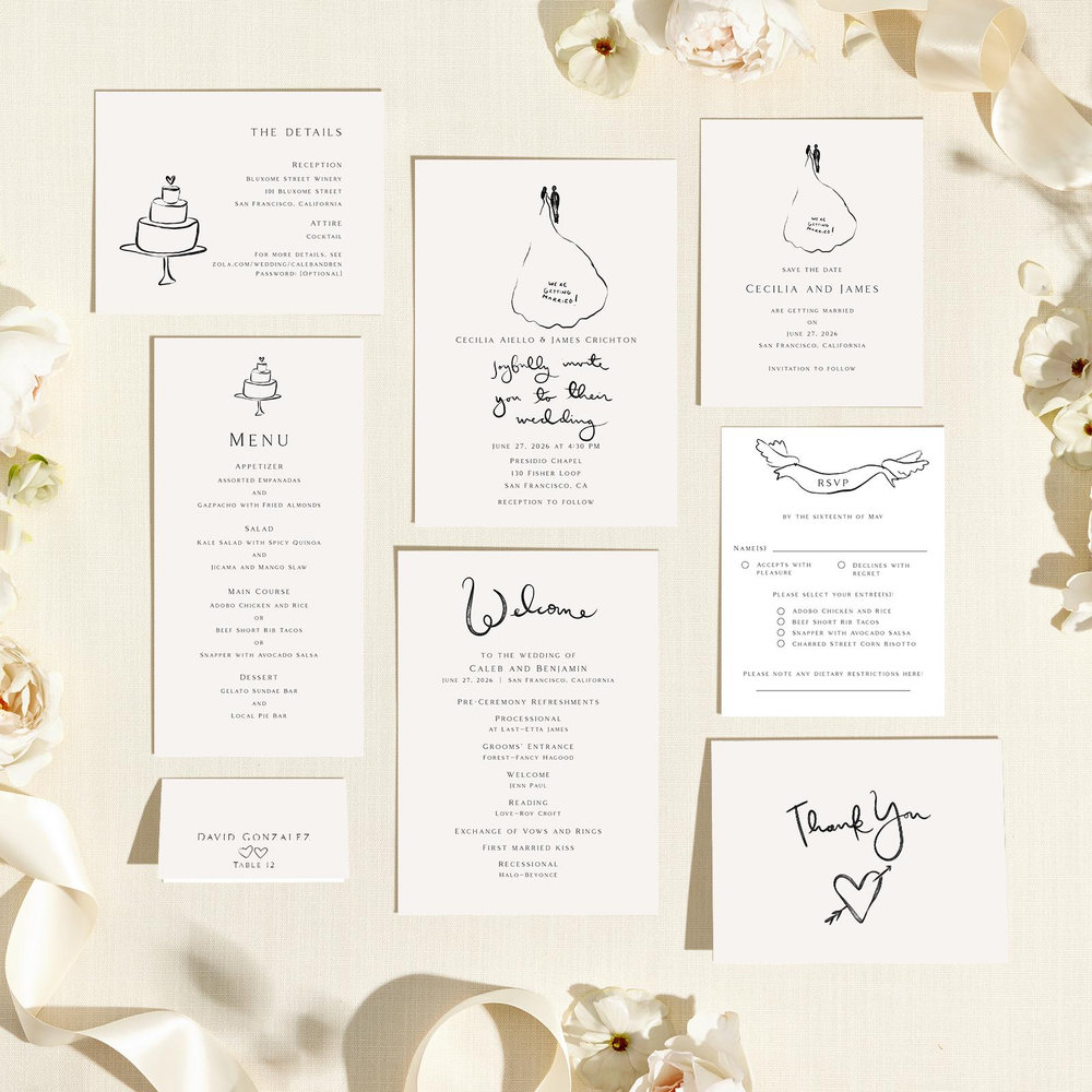 Dunluce Portrait | Light Oatmeal | Zola Wedding Invitations