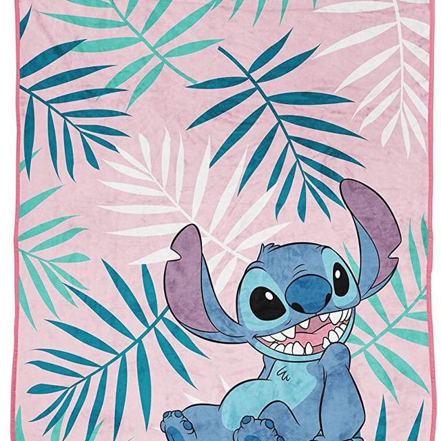 Disney Lilo & Stitch Misty Palm Throw Blanket - Measures 46 x 60 inches, Kids Bedding - Fade Resistant Super Soft Fleece (Official Disney Product)