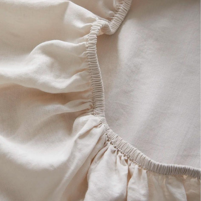 European Linen Fitted Sheet Set - Sand, King