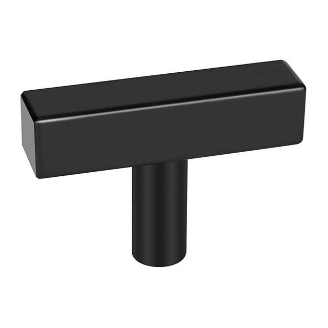 goldenwarm 12 Pack Cabinet Knobs Black T Knobs Modern Drawer Knobs Matte Black Single Hole Square Pulls and Knobs for Dresser Cabinet Door 2in(50mm) Overall Length