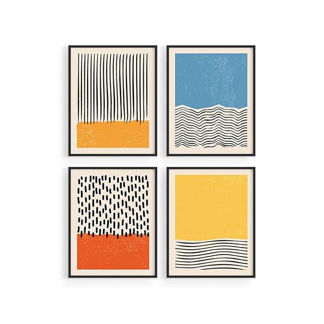 Modern Abstract Wall Art Prints - by Haus and Hues | Set of 4 Modern Prints Wall Art | Mid Century Modern Abstract Art Prints, Abstract Posters & Prints Abstract Geometric Design