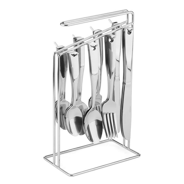 International Silver Piccadilly 24 Piece Stainless Steel Flatware Set with Wire Caddy, Service For 6