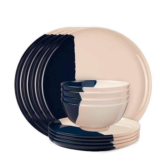Melamine Dinner Plates, Side Plates, Bowls, 12pc Dinnerware Bundle Set, Ivory/Navy – Thomas Fuchs Creative